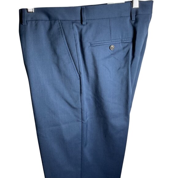 Stafford Mens Super Suit Stretch Dress Pants Trousers Blue 34x34 Classic Wool Bl - Picture 5 of 6